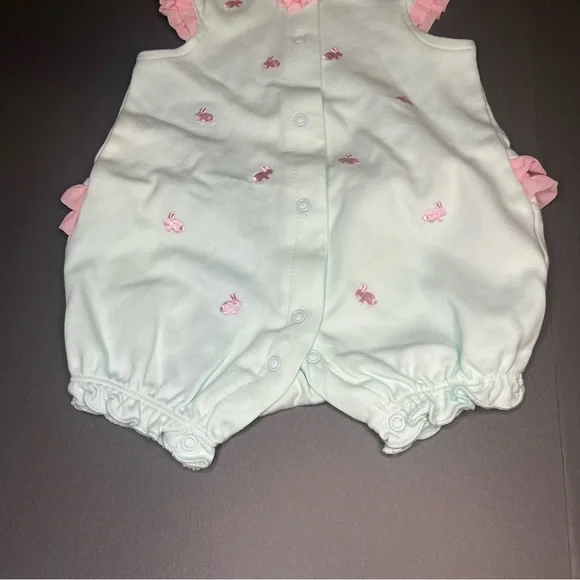 Little Me 6 Months Baby Girls Bunny Romper Hat Matching Set Easter Outfit Ruffle - Picture 7 of 13